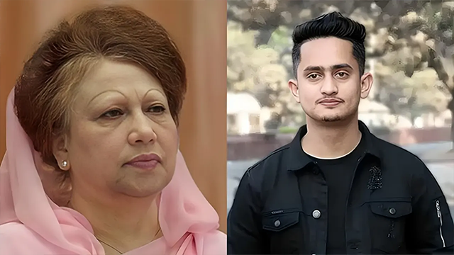 বিএনপির চেয়ারপারসন বেগম খালেদা জিয়া ও এনসিপির মুখ্য সংগঠক (উত্তরাঞ্চল) সারজিস আলম। ছবি : সংগৃহীত