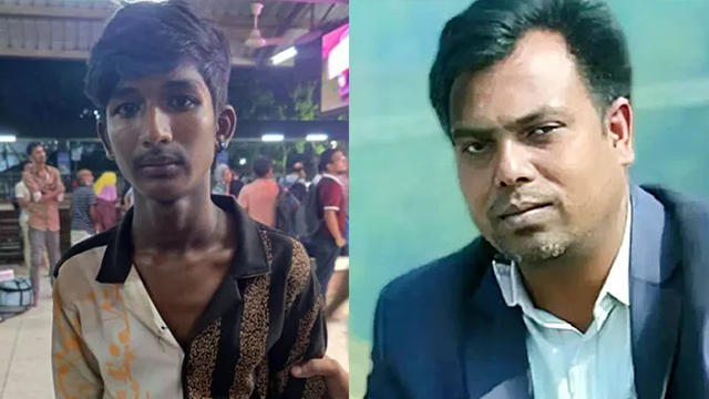 (বাঁয়ে) গ্রেপ্তার আরমান হোসেন, (ডানে) সাংবাদিক আসাদুজ্জামান তুহিন
