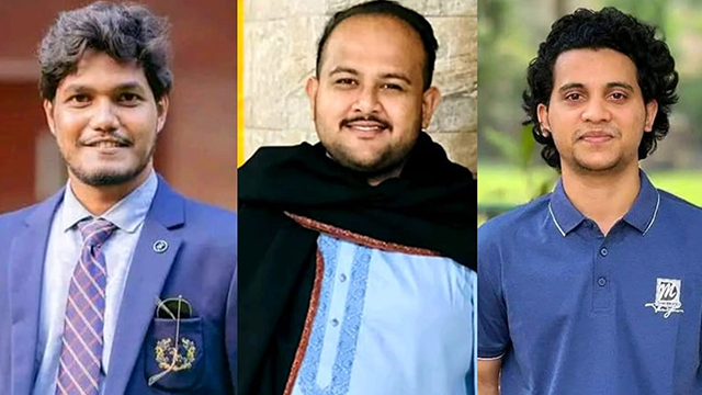 আবিদুল ইসলাম খান, তানভীর বারী হামিম ও তানভীর আল হাদী মায়েদ। ছবি- সংগৃহীত
