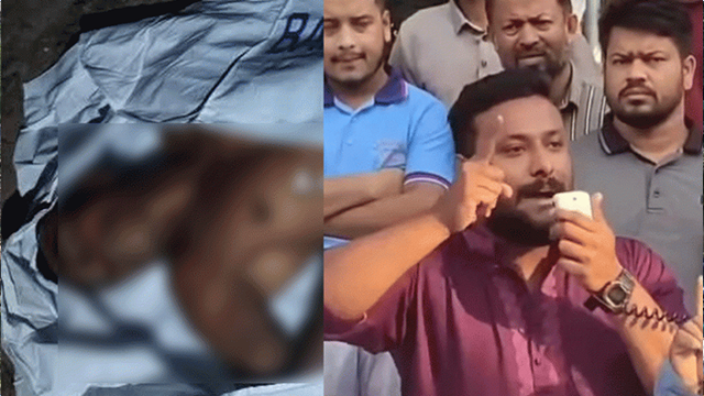 নিহতের মরদেহ এবং আটক এনসিপির স্থানীয় নেতা রাইয়ান কাশেম।
